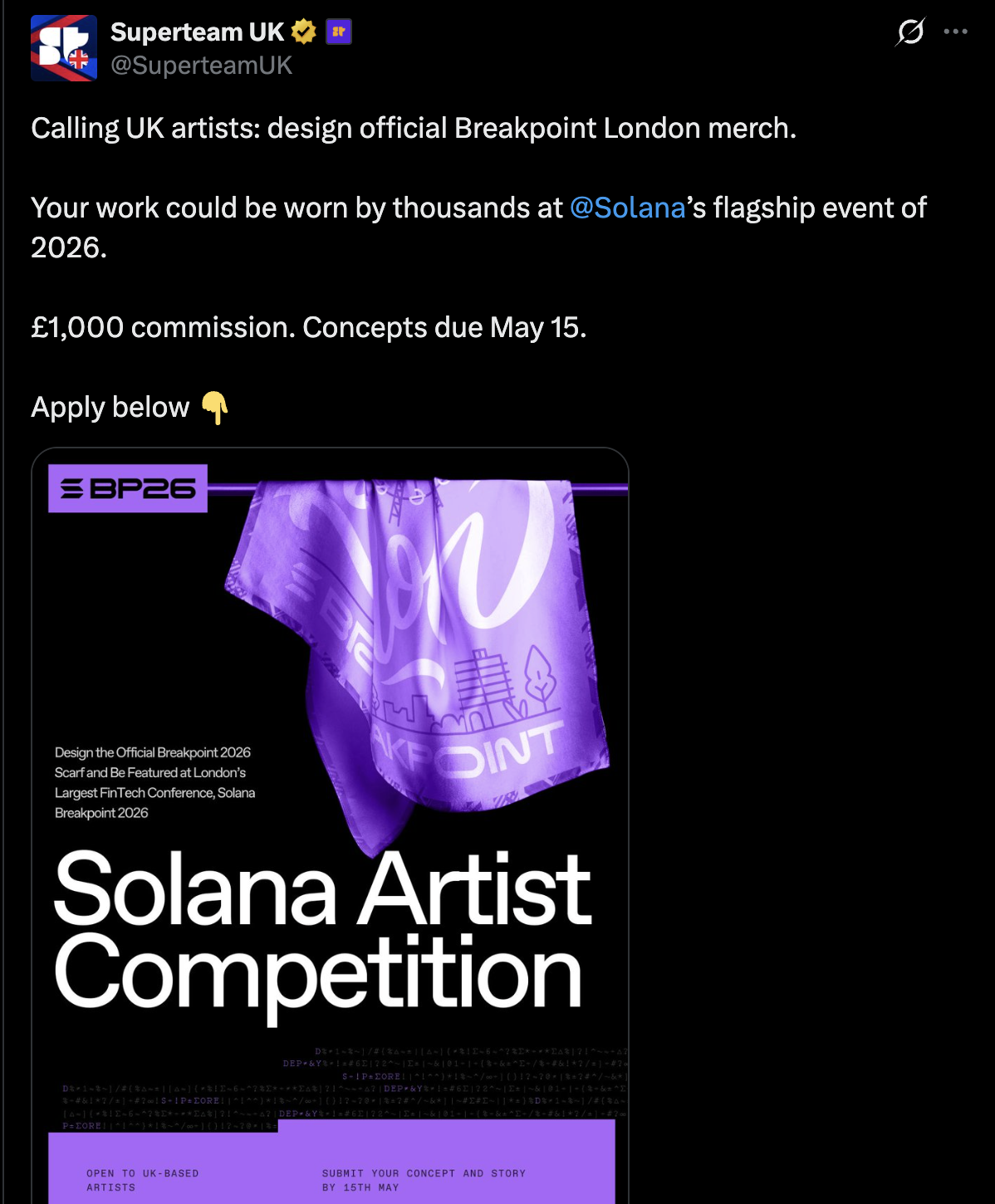 Superteam UK calling artists to design Breakpoint London merch