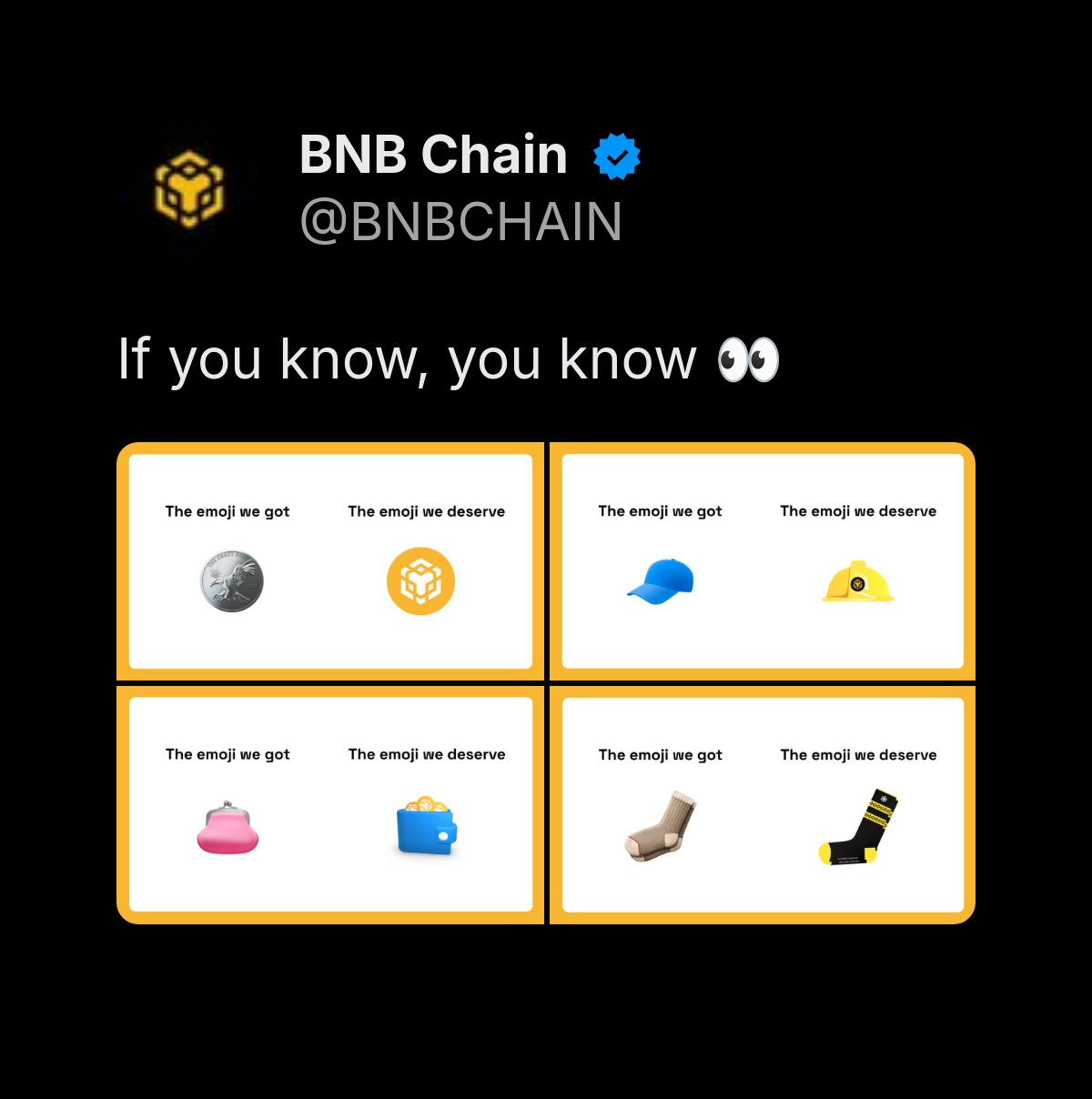 BNB Chain "if you know, you know" insider image post