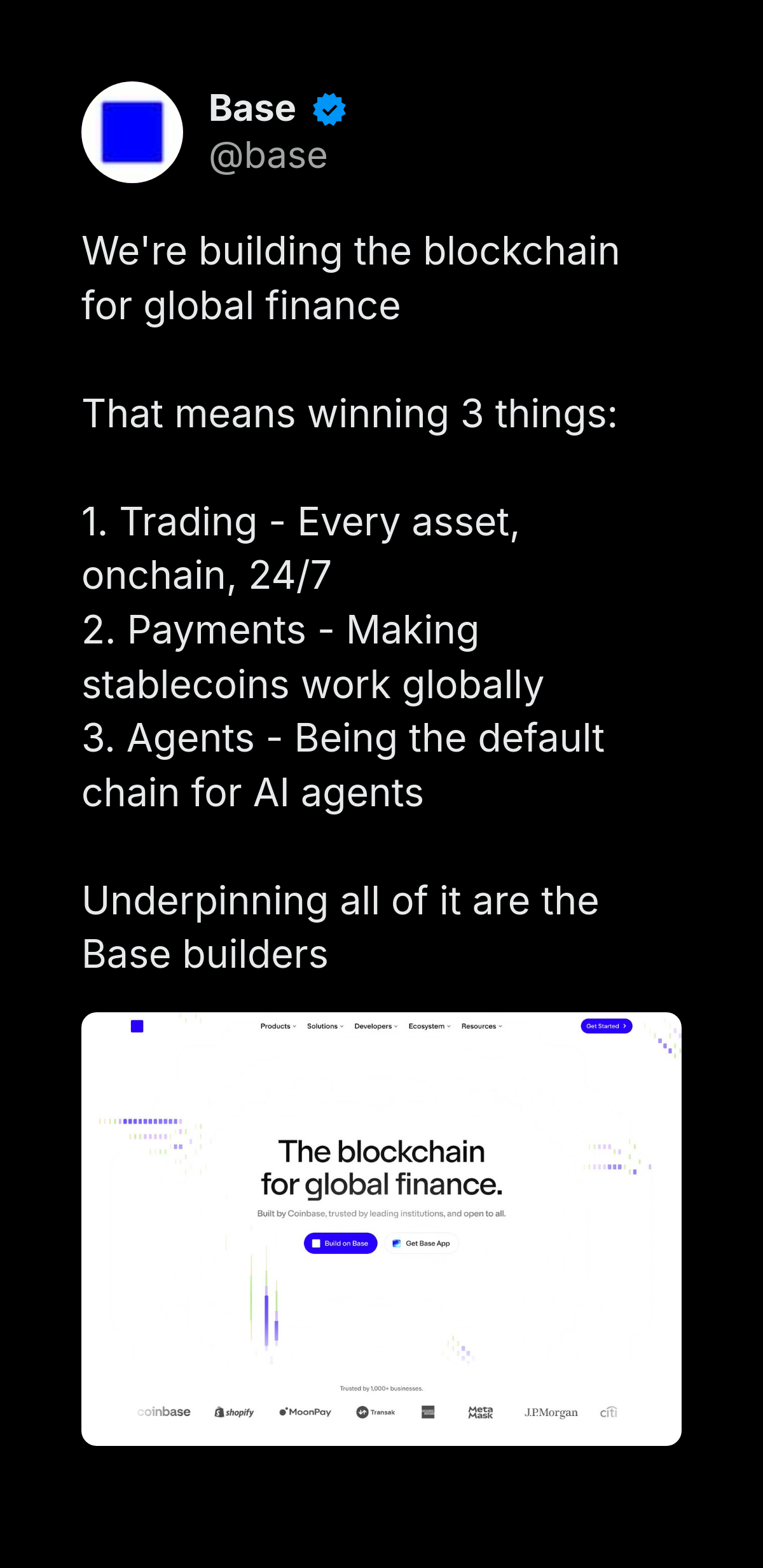 Base vision post: 3 things to win for global finance onchain